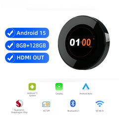 ZESTECH Wireless CarPlay Ai Box 8GB+128GB Android Auto Smart Box QCM 6350 Android 15 Plug and Play Wireless CarPlay Adapter