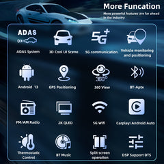 ZESTECH ZT-A86 android Carplay 9 inch 2K screen DVD Car Player GPS Navigation Radio 8 Core heads up car display 12/16GB+512/1TB