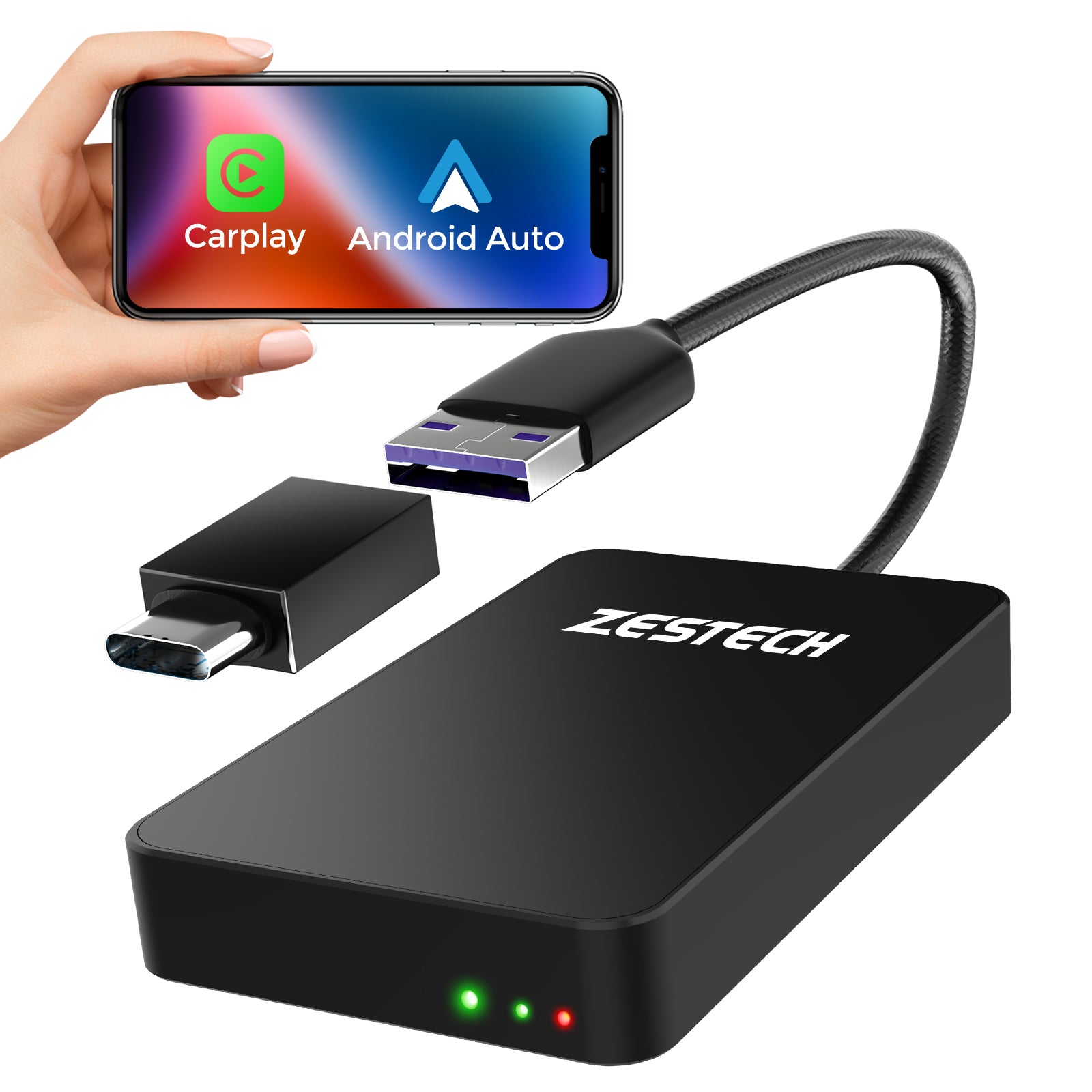 ZESTECH Qualcomm Snapdragon 6115 Android 13 Wired to Wireless CarPlay AI Box, 8GB+128G, Apple & Android Car Multimedia Interconnection Box