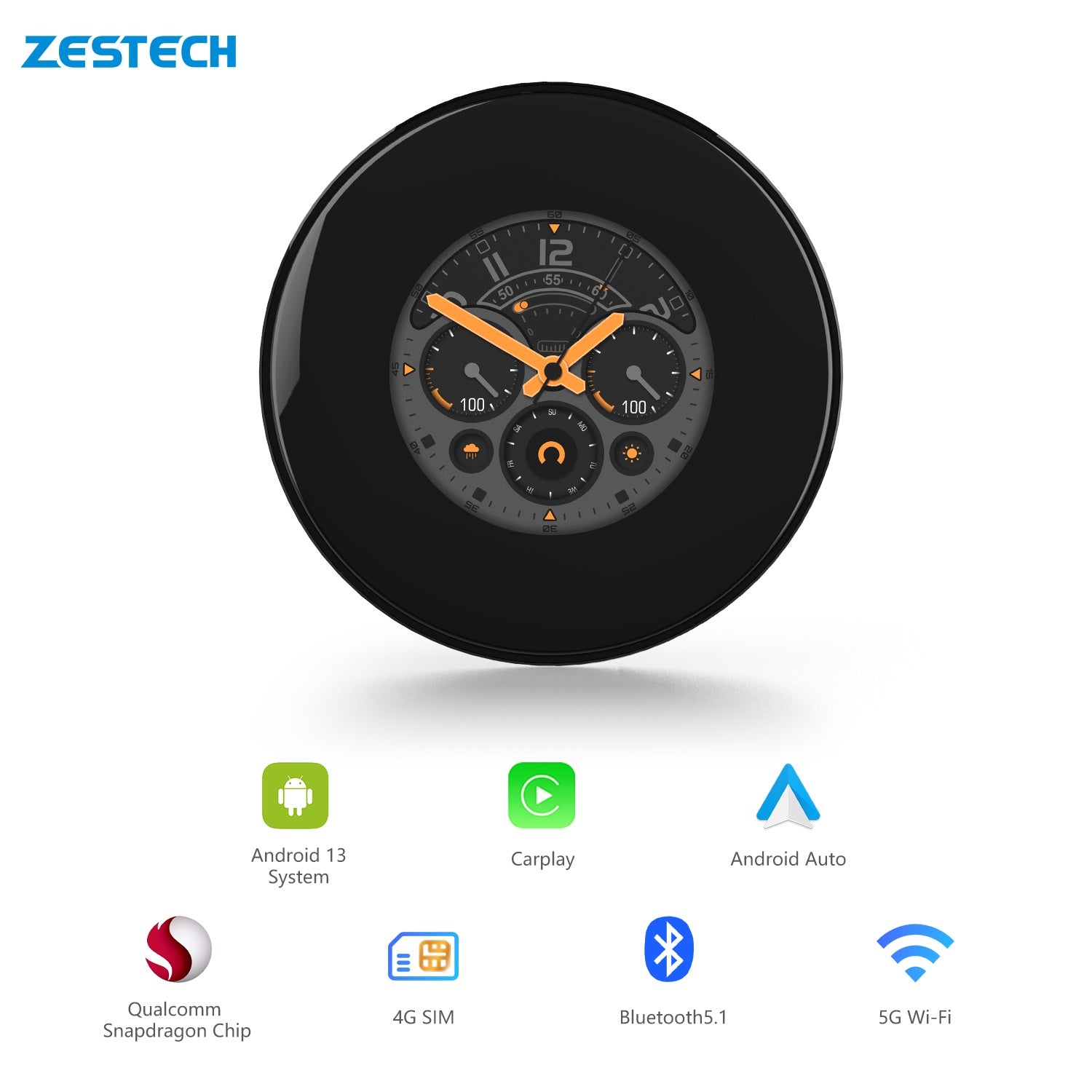 ZESTECH Wireless CarPlay Ai Box 8GB+128GB Android Auto Smart Box QCM 6350 Android 15 Plug and Play Wireless CarPlay Adapter