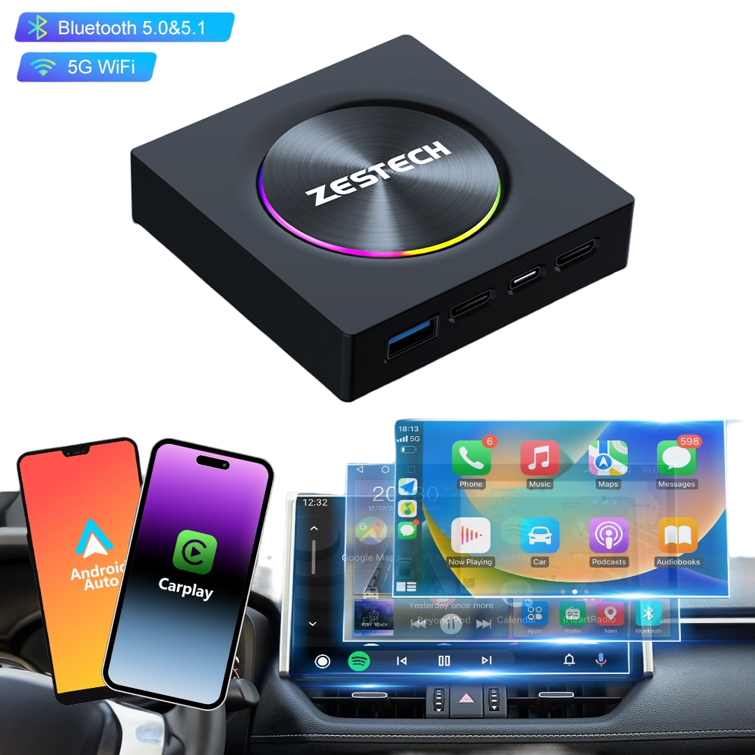 ZESTECH Product OEM Factory QCM 6115 CarPlay Android Auto Adapter 8GB+128GB Converter Box Android 13.0 Fast Running