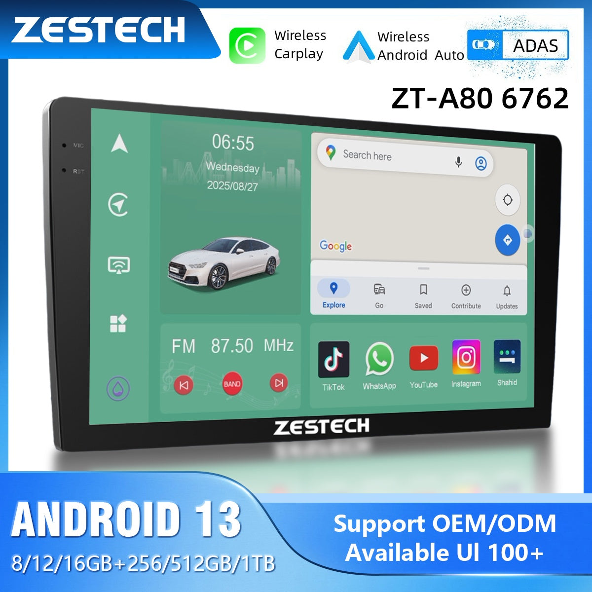 ZESTECH ZT-A80 9 inch 2K screen Car Radio Mutimedia System car dvd Player 4/8GB+64/128GB
