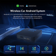 Factory Wired CarPlay Convert to Wireless AI Box Qualcomm SM6115 Android 13 8GB+128GB Built-in Bluetooth GPS Smart Car Multimedia Interconnection Box Support Apple CarPlay & Android Auto