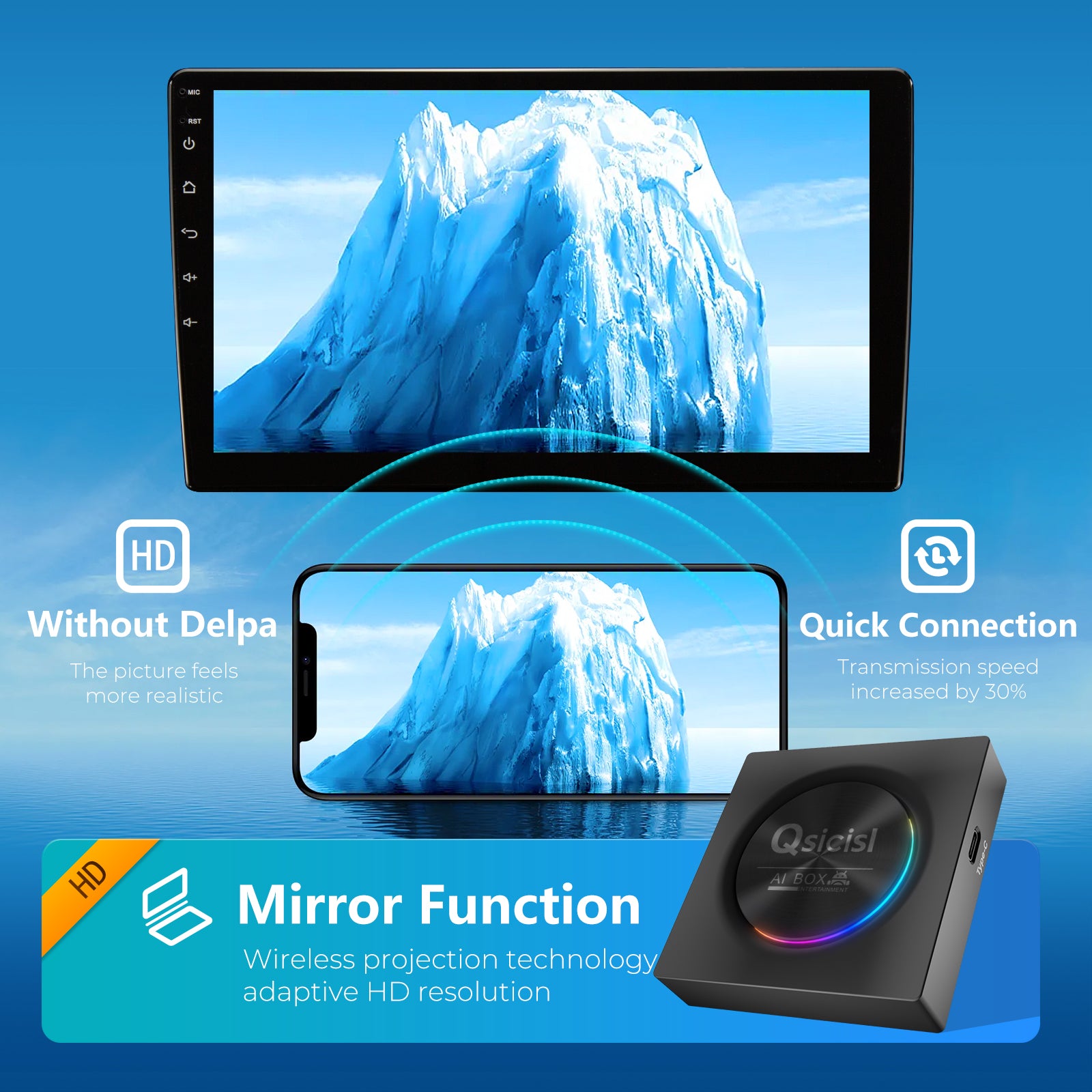 ZESTECH Product OEM Factory QCM 6115 CarPlay Android Auto Adapter 8GB+128GB Converter Box Android 13.0 Fast Running