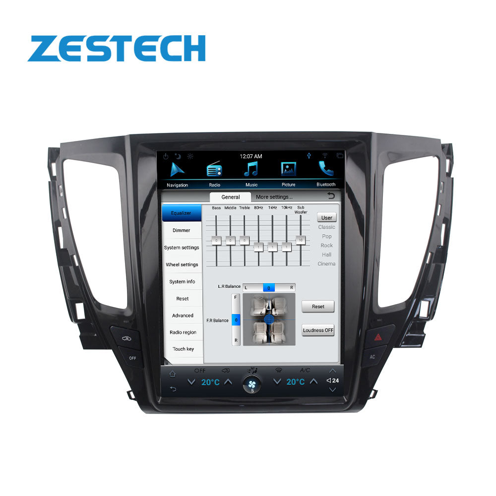 ZESTECH Vertical Screen Tesla Style Android 10 12.1 Inch Car Dvd Player For Mitsubishi Pajero Sport Radio GPS Navigation 2016+