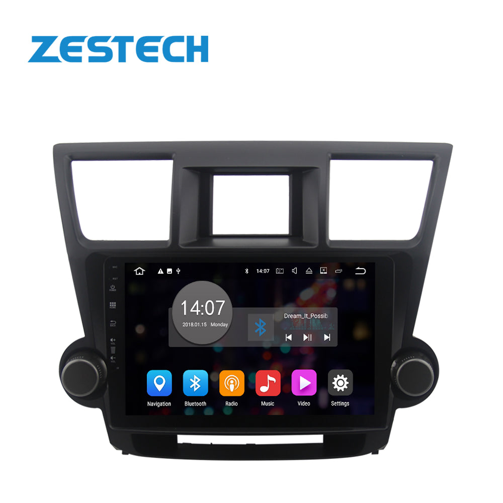 ZESTECH Shenzhen Factory 10.1 inch car gps radio navigation for Toyota highlander 2009-2014