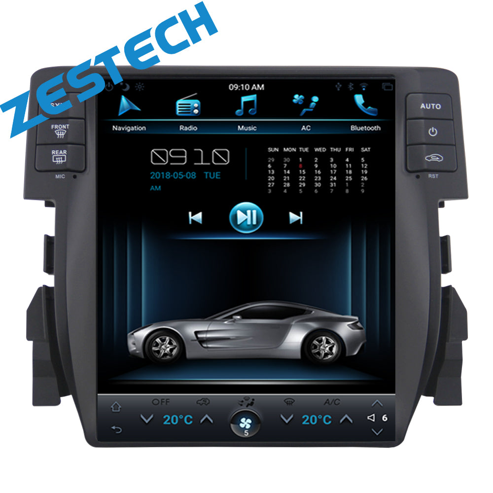 10.4" IPS Screen 2GB RAM Android 10 Tesla Vertical screen car multimedia player For Honda Civic 2016 2017 2018